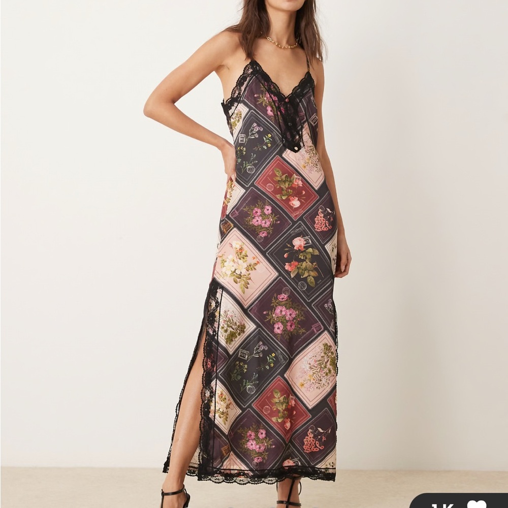 Miss Selfridge Black and Pink Patchwork Maxi Dress